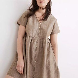 MADEWELL Linen Blend Alexandra Button Front Mini Dress